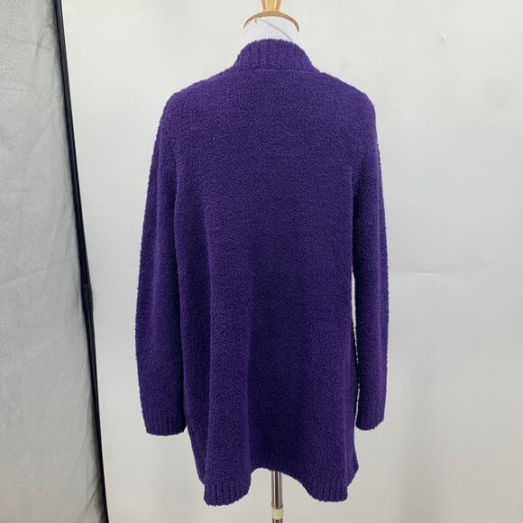 Daily Practice Cardigan Womens XS Extra Small Purple Teddy Fleece Open Front - Picture 5 of 12